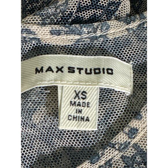 Max Studio Shirt Sheer Blouse Floral Short Sleeve Ruffle Details Size XS - Picture 7 of 9